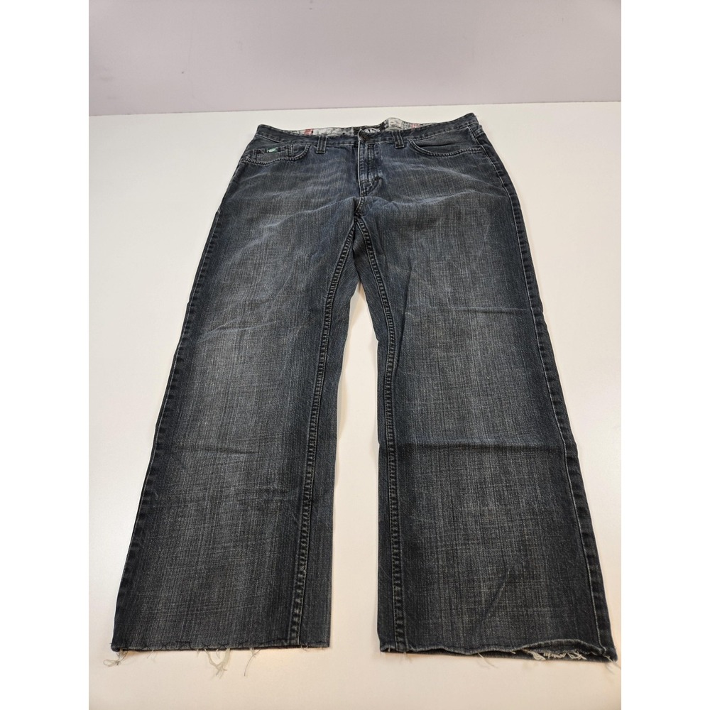 Vans Jeans Mens 36x27 Gray Dark Wash Straight Leg Raw Hem Skate Casual Denim